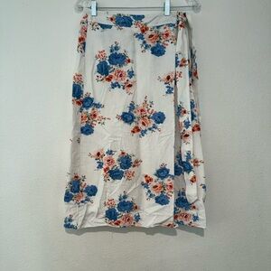 Loft floral linen blend wrap midi skirt size 0